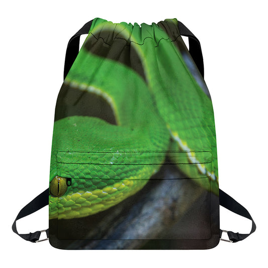 Trimeresurus Albolabris Snake Print Drawstring Backpack