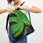 Trimeresurus Albolabris Snake Print Drawstring Backpack