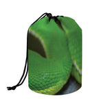 Trimeresurus Albolabris Snake Print Drawstring Makeup Bag