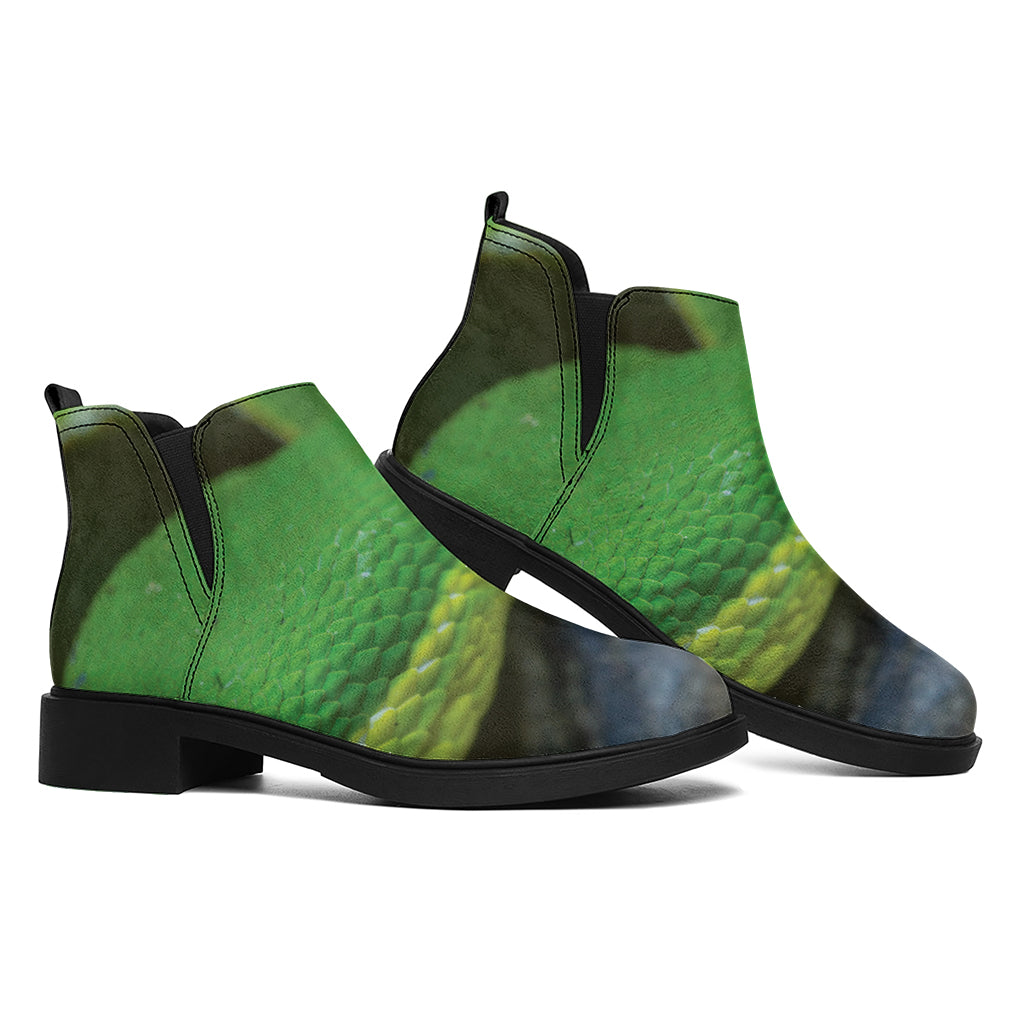 Trimeresurus Albolabris Snake Print Flat Ankle Boots