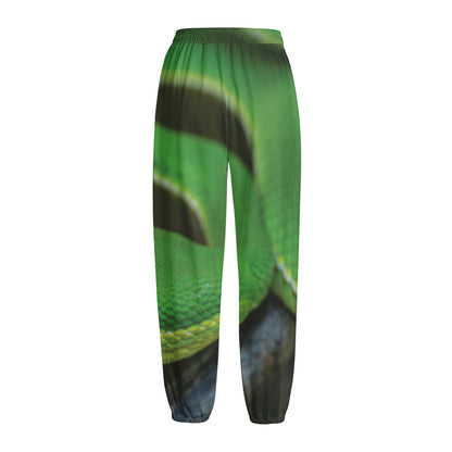 Trimeresurus Albolabris Snake Print Fleece Lined Knit Pants