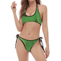 Trimeresurus Albolabris Snake Print Halter Scoop Tie Side Bikini