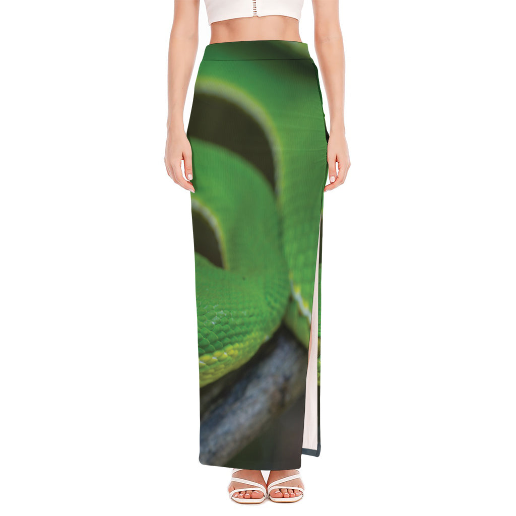 Trimeresurus Albolabris Snake Print High Slit Maxi Skirt