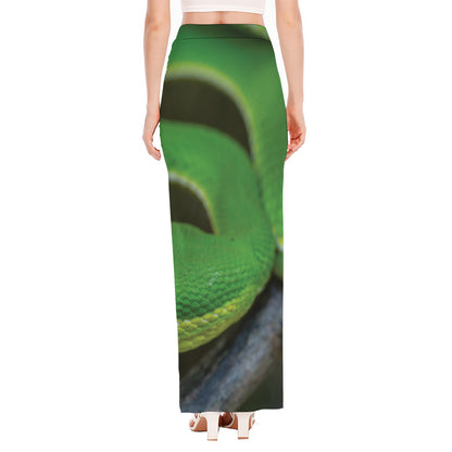 Trimeresurus Albolabris Snake Print High Slit Maxi Skirt