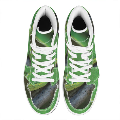 Trimeresurus Albolabris Snake Print High Top Leather Sneakers