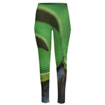 Trimeresurus Albolabris Snake Print High-Waisted Pocket Leggings