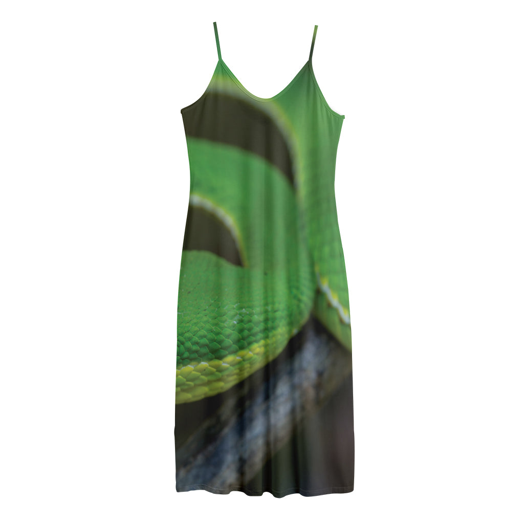 Trimeresurus Albolabris Snake Print Jersey Midi Cami Dress
