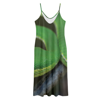 Trimeresurus Albolabris Snake Print Jersey Midi Cami Dress
