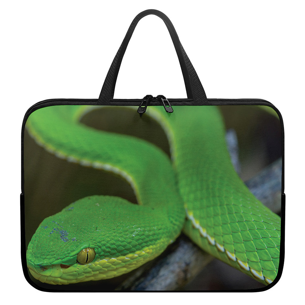 Trimeresurus Albolabris Snake Print Laptop Sleeve With Handle