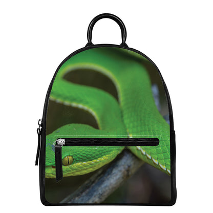 Trimeresurus Albolabris Snake Print Leather Backpack