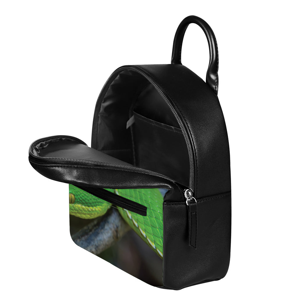 Trimeresurus Albolabris Snake Print Leather Backpack