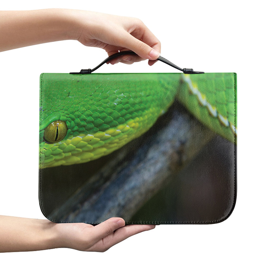 Trimeresurus Albolabris Snake Print Leather Bible Cover
