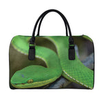 Trimeresurus Albolabris Snake Print Leather Duffle Bag