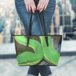 Trimeresurus Albolabris Snake Print Leather Tote Bag