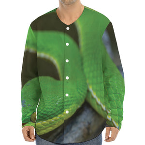 Trimeresurus Albolabris Snake Print Long Sleeve Baseball Jersey