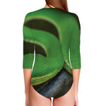 Trimeresurus Albolabris Snake Print Long Sleeve Swimsuit