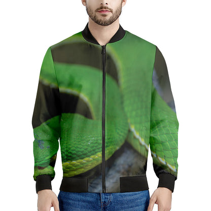 Trimeresurus Albolabris Snake Print Men's Bomber Jacket