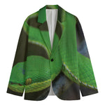 Trimeresurus Albolabris Snake Print Men's Cotton Blazer