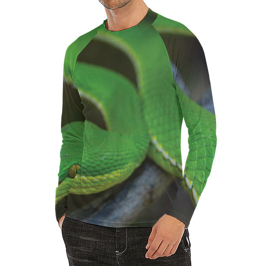 Trimeresurus Albolabris Snake Print Men's Long Sleeve Rash Guard