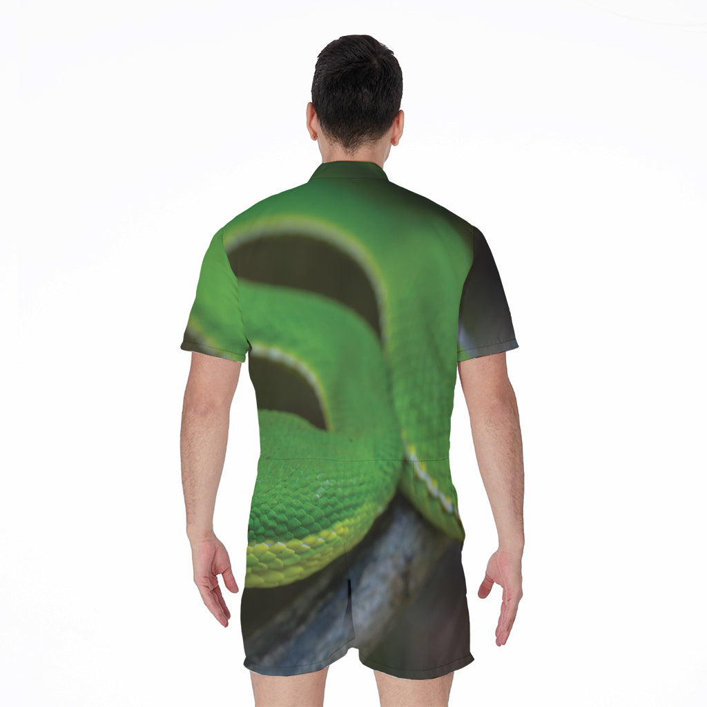 Trimeresurus Albolabris Snake Print Men's Rompers