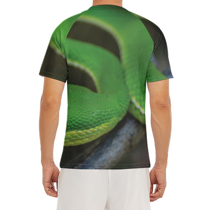 Trimeresurus Albolabris Snake Print Men's Short Sleeve Rash Guard
