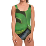 Trimeresurus Albolabris Snake Print One Piece Swimsuit