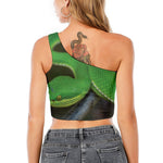 Trimeresurus Albolabris Snake Print One Shoulder Crop Top