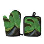 Trimeresurus Albolabris Snake Print Oven Mitt And Pot Holder Set
