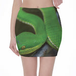 Trimeresurus Albolabris Snake Print Pencil Mini Skirt
