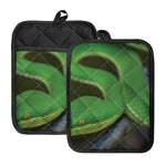 Trimeresurus Albolabris Snake Print Pot Holders With Pocket