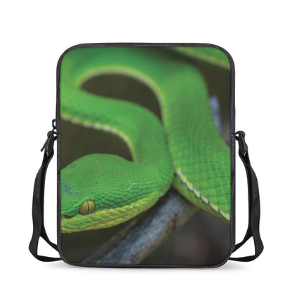 Trimeresurus Albolabris Snake Print Rectangular Crossbody Bag