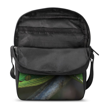 Trimeresurus Albolabris Snake Print Rectangular Crossbody Bag