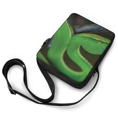 Trimeresurus Albolabris Snake Print Rectangular Crossbody Bag