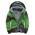 Trimeresurus Albolabris Snake Print Sherpa Lined Zip Up Hoodie