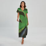 Trimeresurus Albolabris Snake Print Short Sleeve Maxi Dress