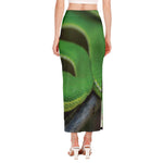Trimeresurus Albolabris Snake Print Side Slit Maxi Skirt