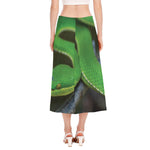 Trimeresurus Albolabris Snake Print Side Slit Midi Skirt