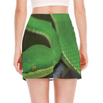 Trimeresurus Albolabris Snake Print Side Slit Mini Skirt