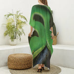 Trimeresurus Albolabris Snake Print Silk V-Neck Kaftan Dress