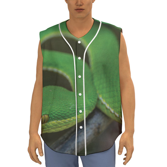 Trimeresurus Albolabris Snake Print Sleeveless Baseball Jersey