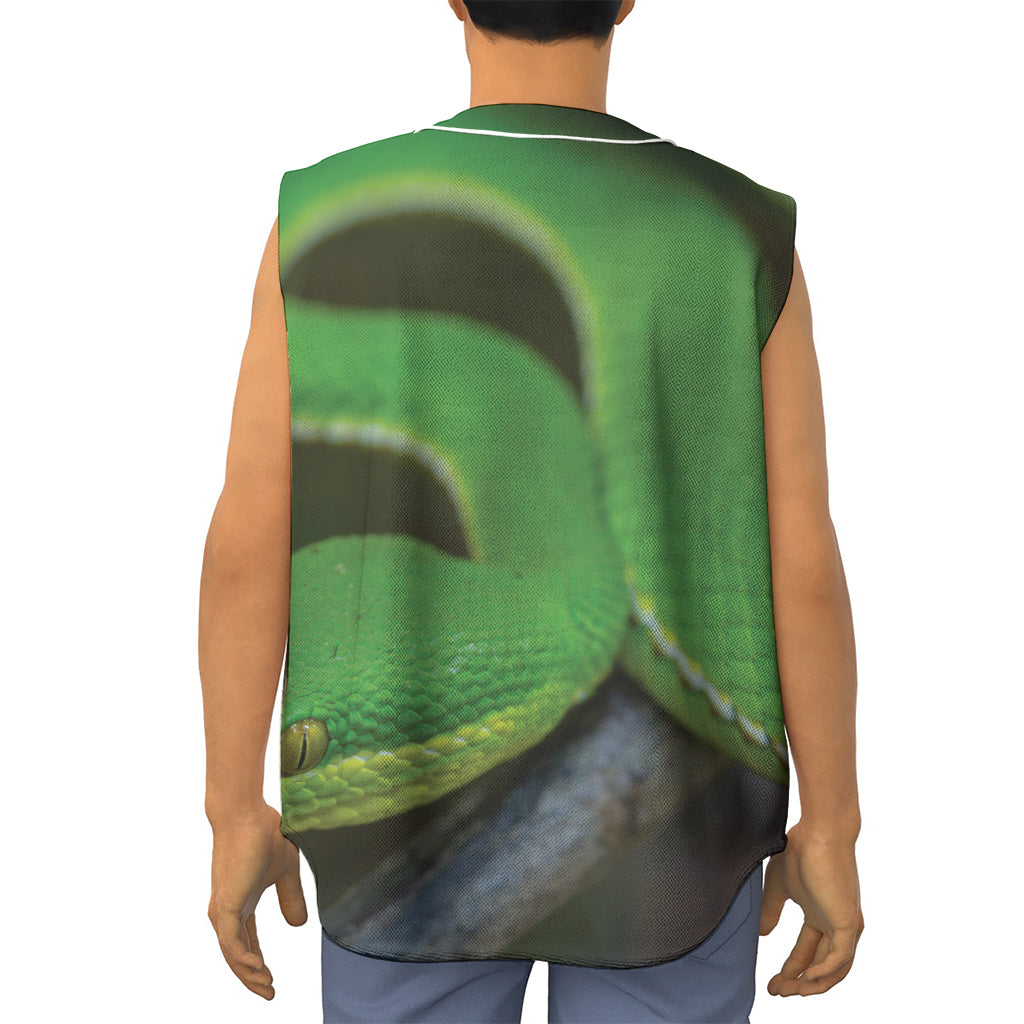 Trimeresurus Albolabris Snake Print Sleeveless Baseball Jersey