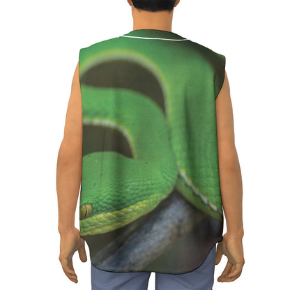 Trimeresurus Albolabris Snake Print Sleeveless Baseball Jersey