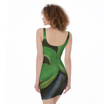 Trimeresurus Albolabris Snake Print Sleeveless Bodycon Dress