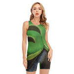 Trimeresurus Albolabris Snake Print Sleeveless One Piece Swimsuit