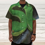 Trimeresurus Albolabris Snake Print Textured Short Sleeve Shirt