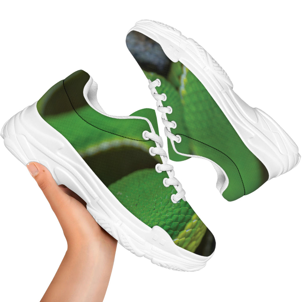 Trimeresurus Albolabris Snake Print White Chunky Shoes