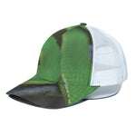 Trimeresurus Albolabris Snake Print White Mesh Trucker Cap