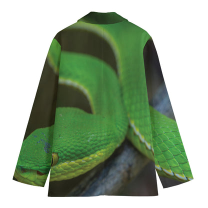 Trimeresurus Albolabris Snake Print Women's Blazer