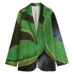 Trimeresurus Albolabris Snake Print Women's Cotton Blazer