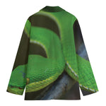 Trimeresurus Albolabris Snake Print Women's Cotton Blazer